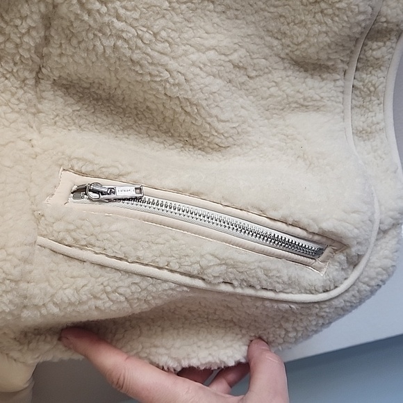 NWT Madewell Faux Shearling Half Zip Pullover in cream size small - Picture 6 of 7